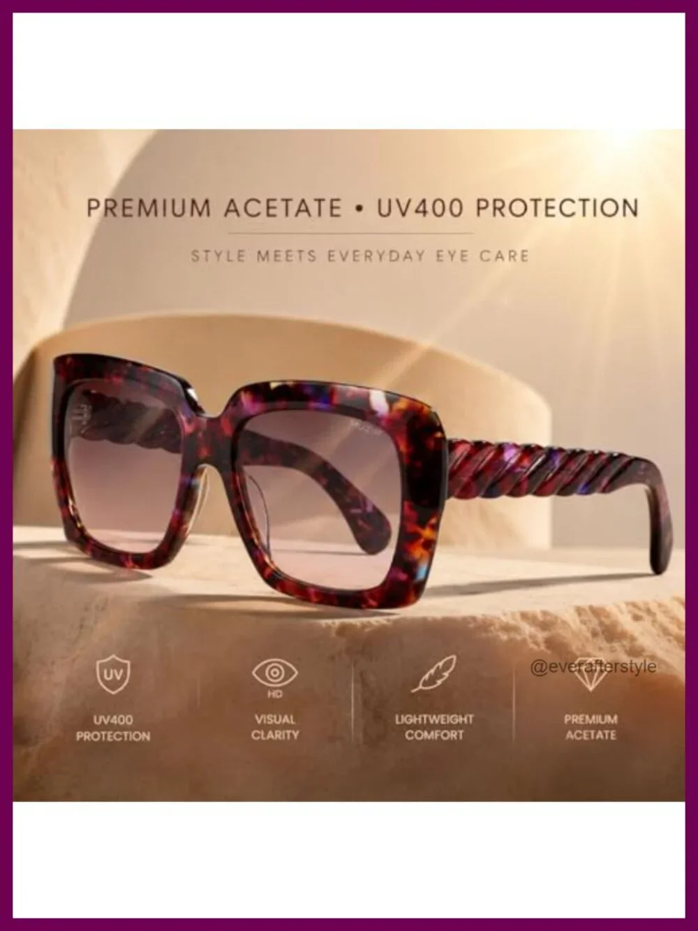 Oversized Square Sunglasses for Women Retro Vintage UV400